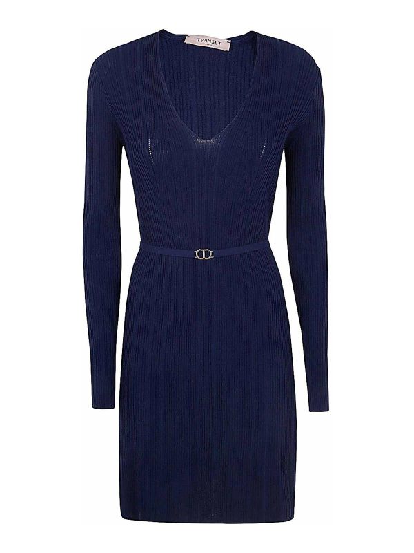 Twinset Robe Au Genou - Bleu