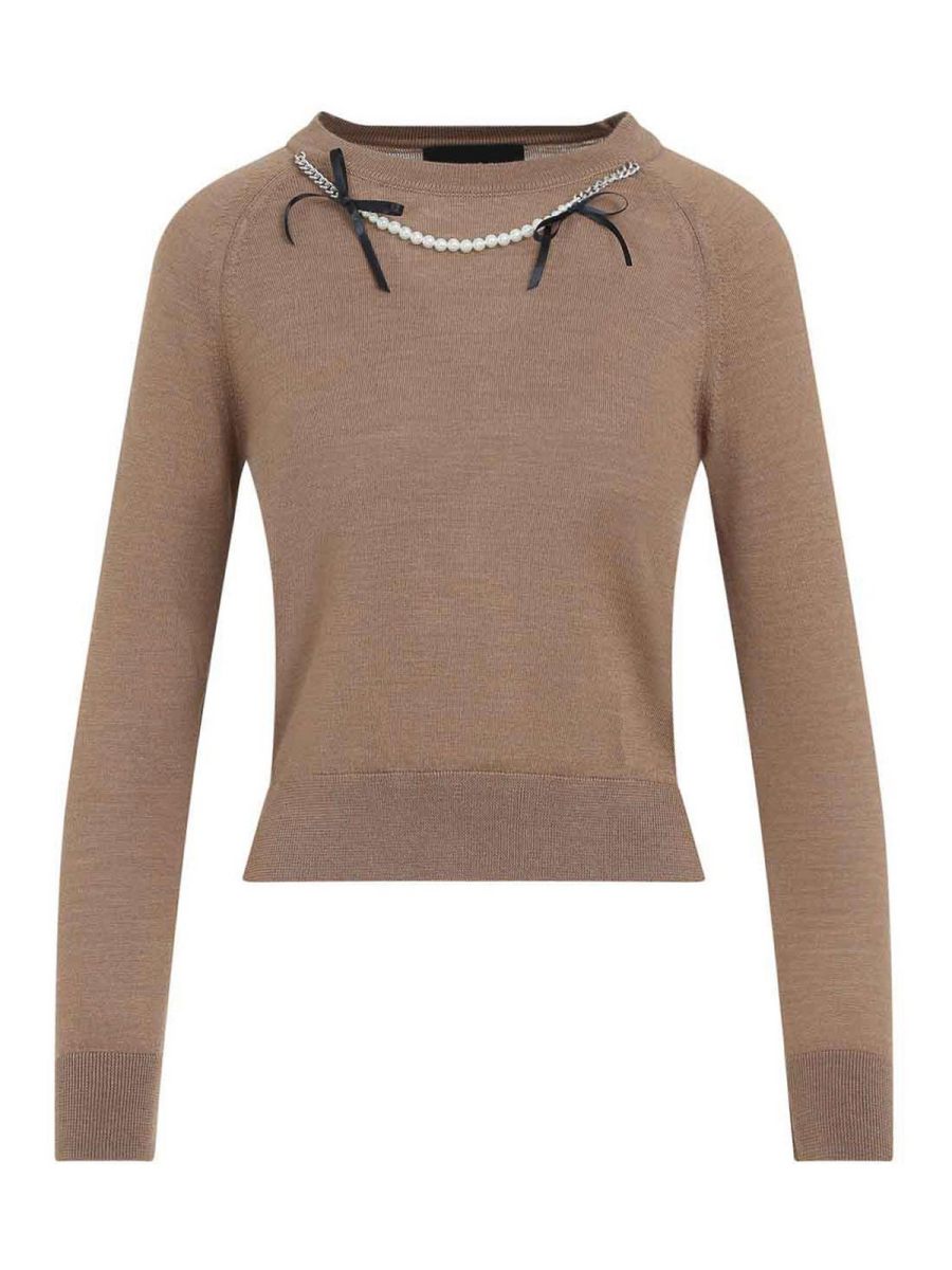 Simone Rocha Pull Col Rond - Beige