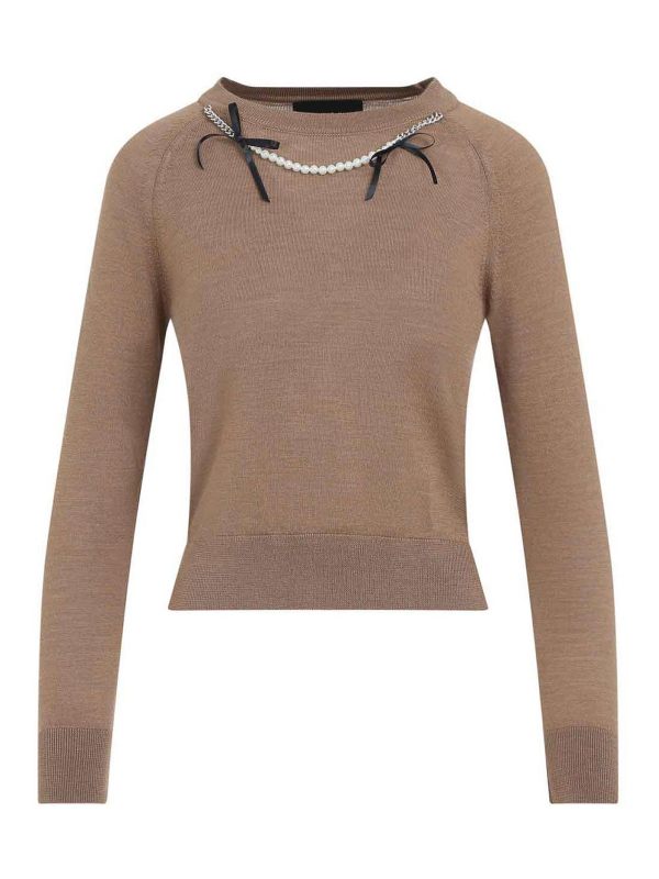 Simone Rocha Pull Col Rond - Beige