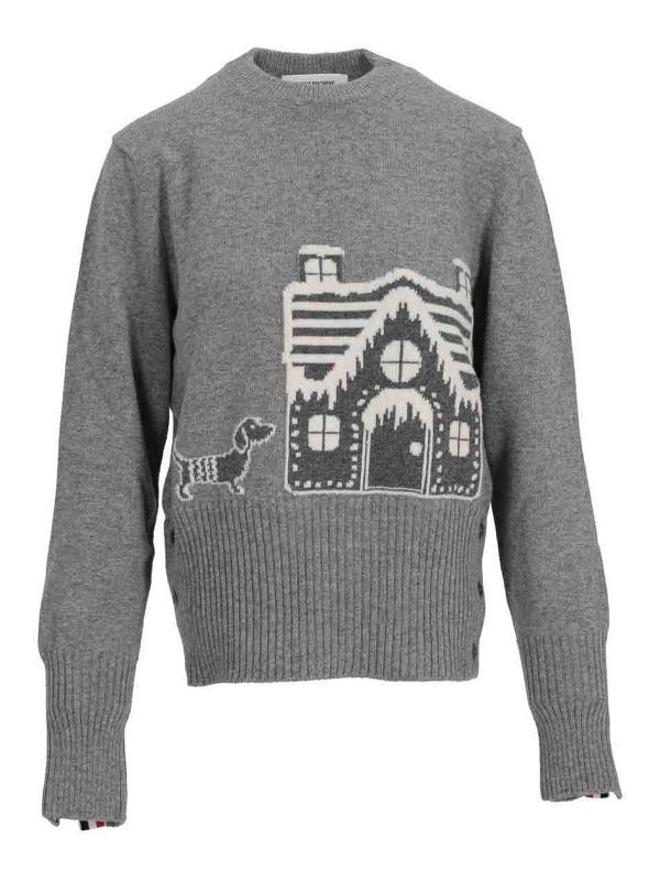 Thom Browne Pull Col Rond - Gris