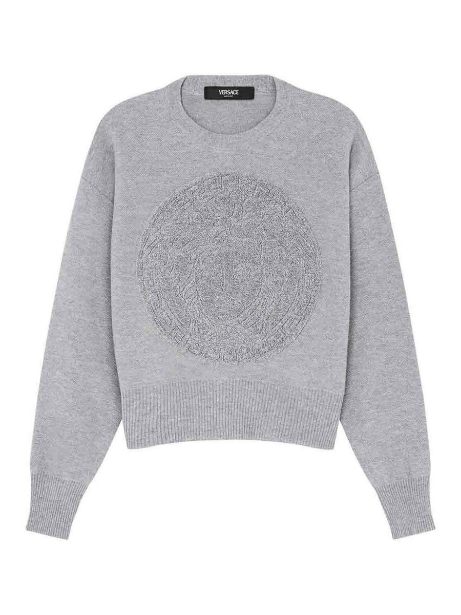 Versace Pull Col Rond - Gris