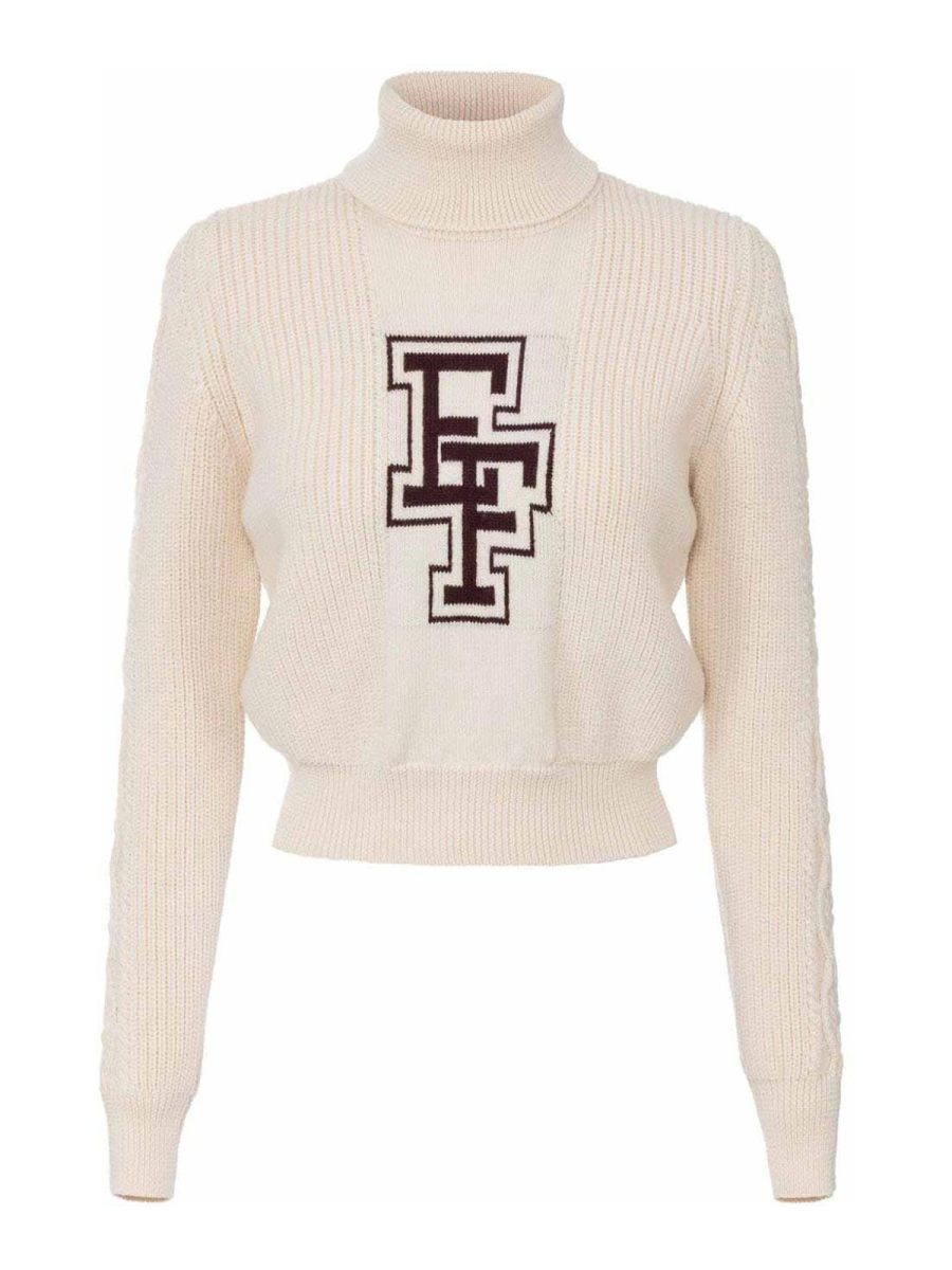 Elisabetta Franchi Pull Col Rond - Blanc