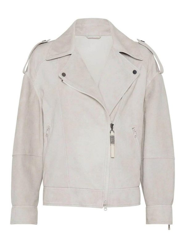 Brunello Cucinelli Blouson En Cuir - Gris