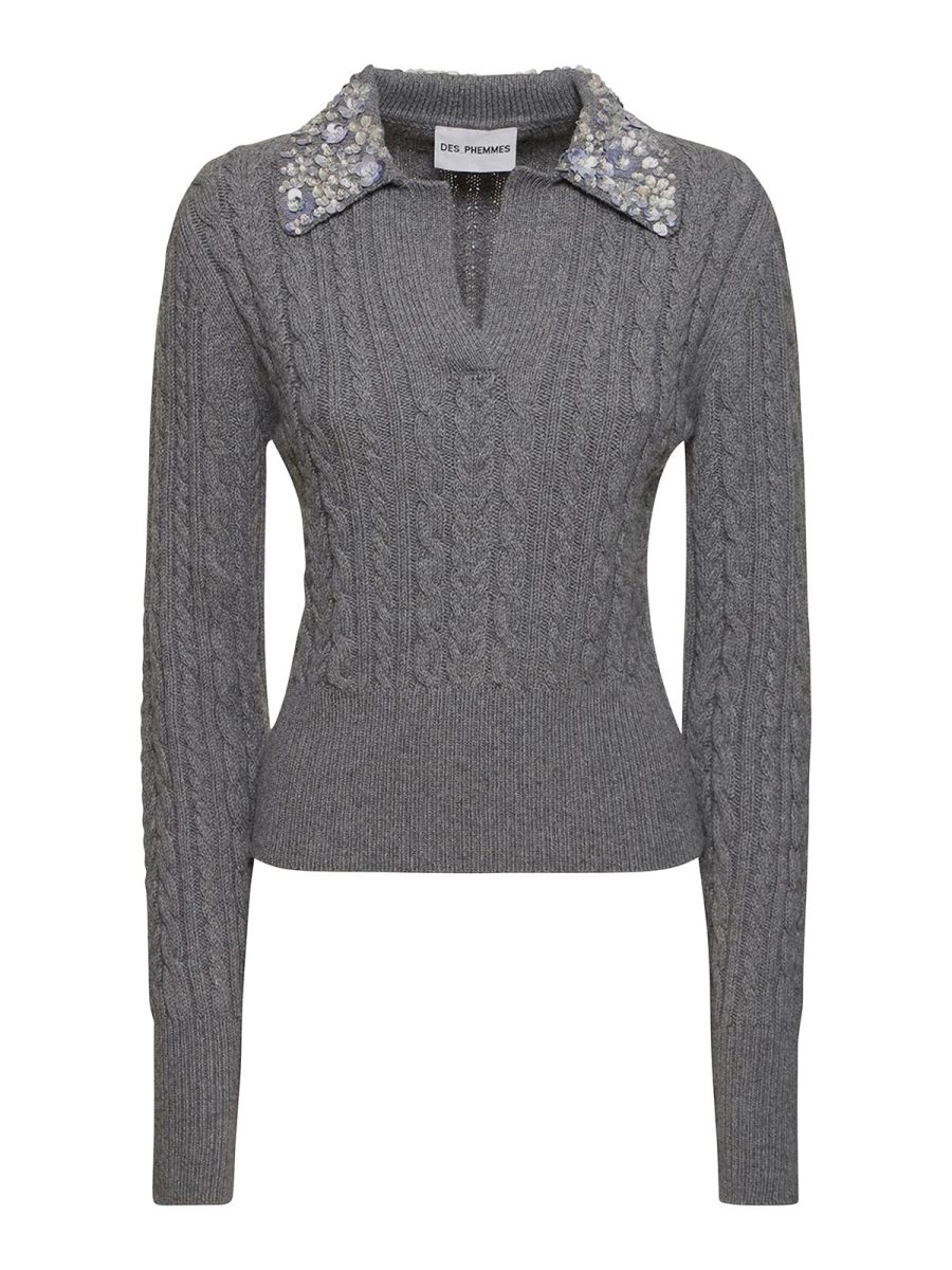 Des Phemmes Pull Col Rond - Gris