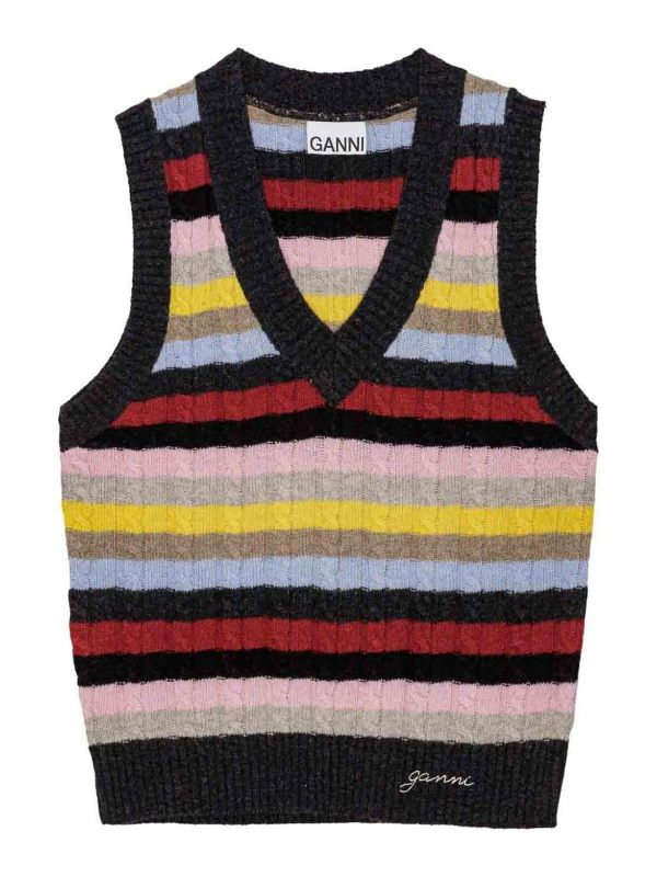 Ganni Pull Col Rond - Multicolore