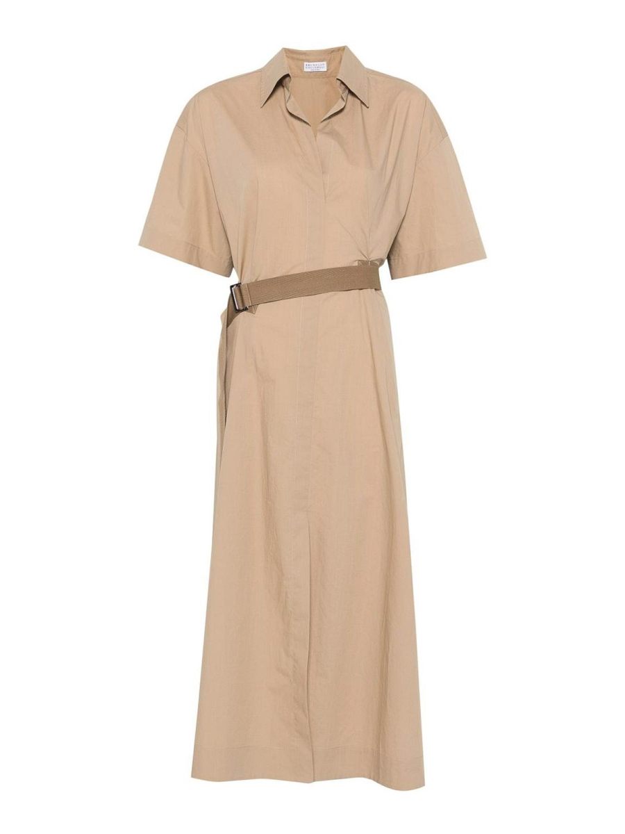 Brunello Cucinelli Robe Au Genou - Marron
