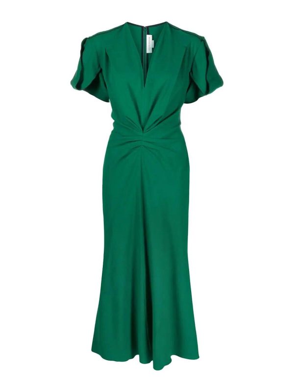 Victoria Beckham Robe Au Genou - Vert