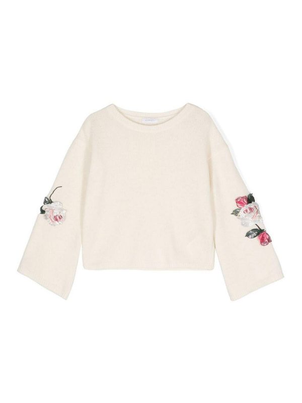 Monnalisa Pull Col Rond - Blanc