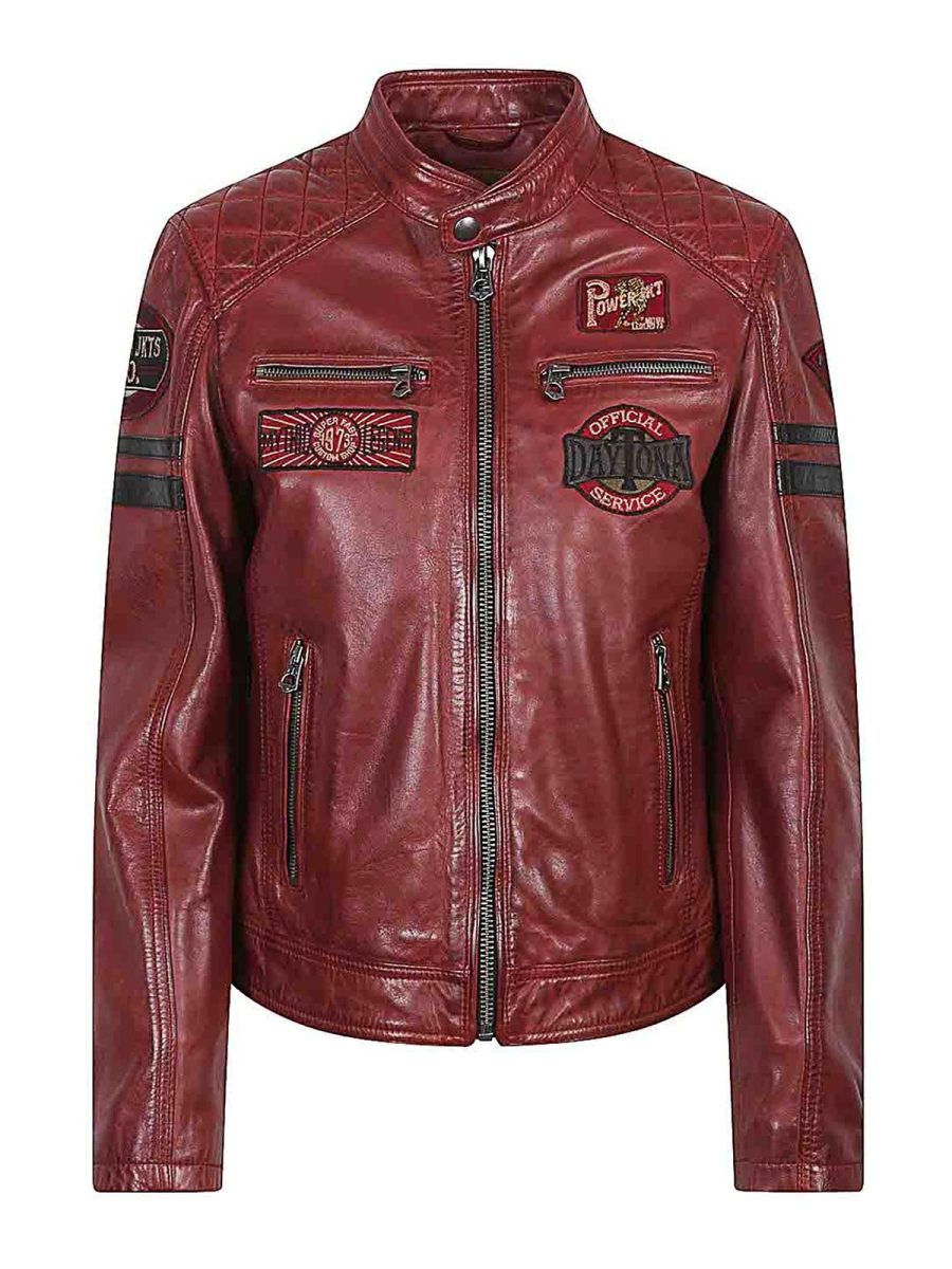 Daytona 73 Blouson En Cuir - Rouge Brun