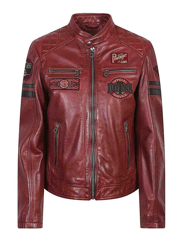 Daytona 73 Blouson En Cuir - Rouge Brun