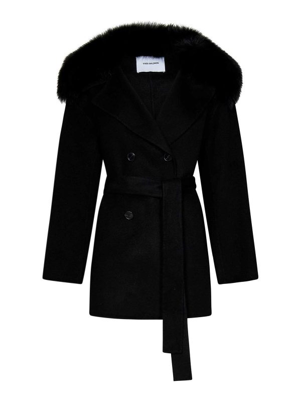 Yves Salomon Manteau Court - Noir