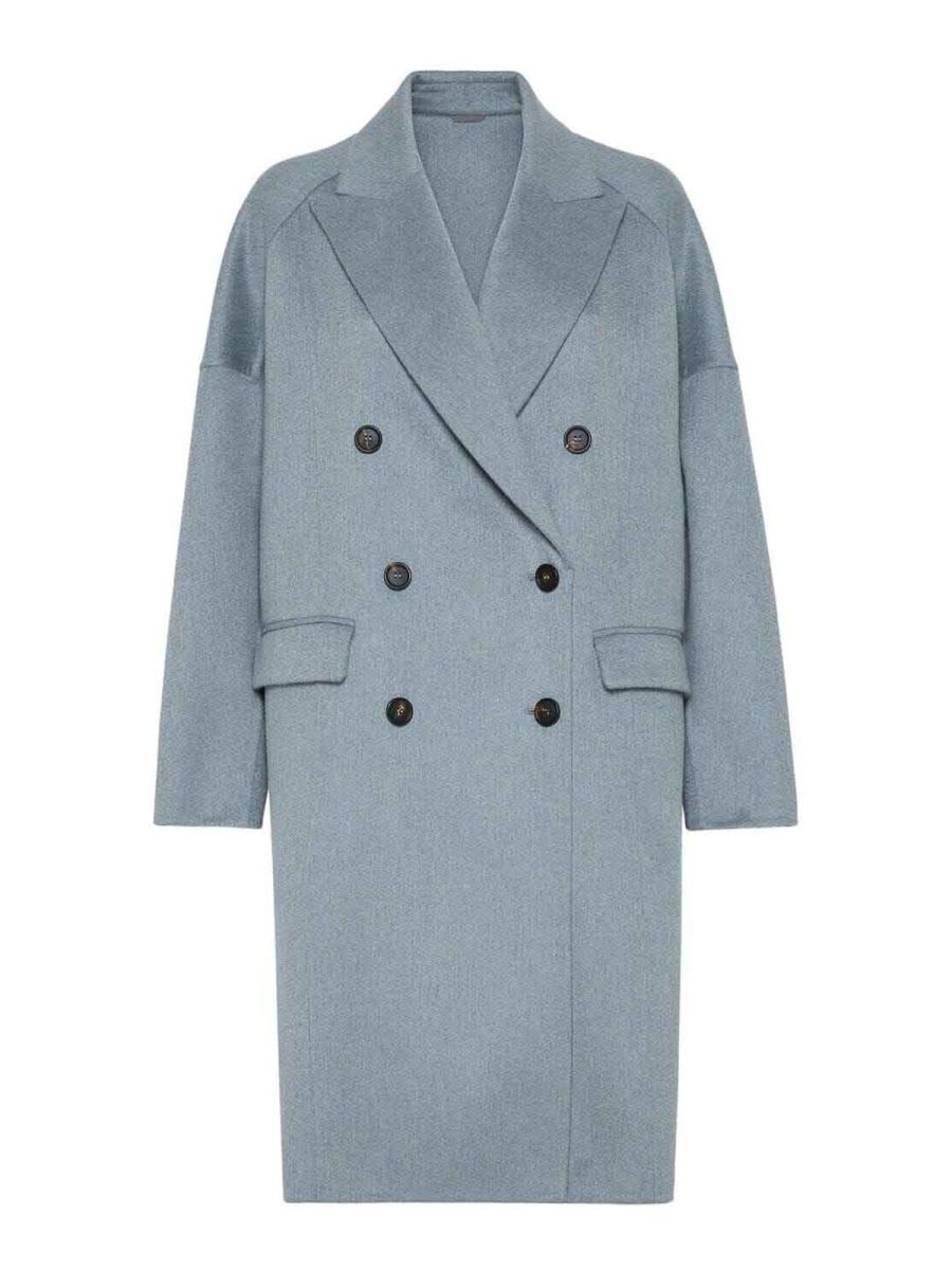 Brunello Cucinelli Manteau Court - Bleu Clair