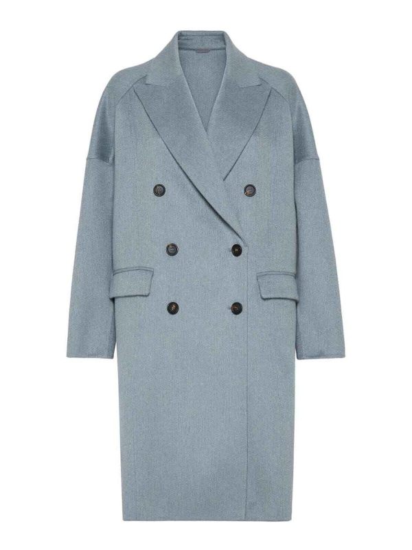 Brunello Cucinelli Manteau Court - Bleu Clair