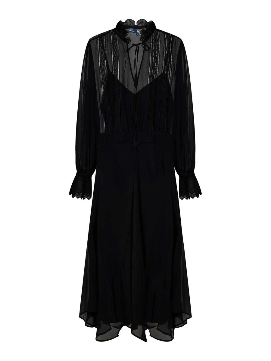 Polo Ralph Lauren Robe Au Genou - Noir