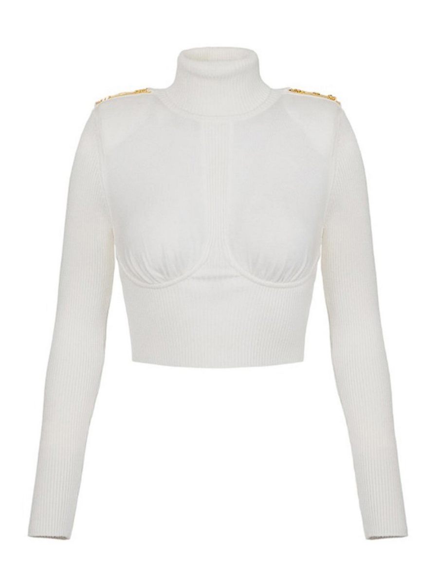 Elisabetta Franchi Pull Col Rond - Blanc