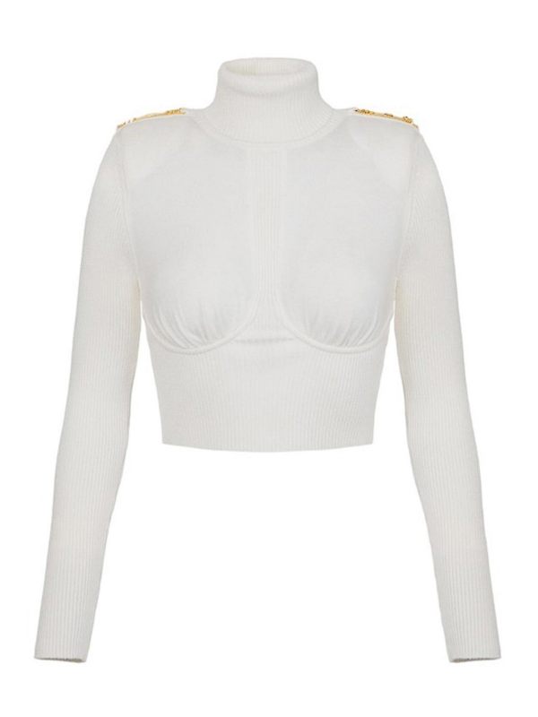 Elisabetta Franchi Pull Col Rond - Blanc