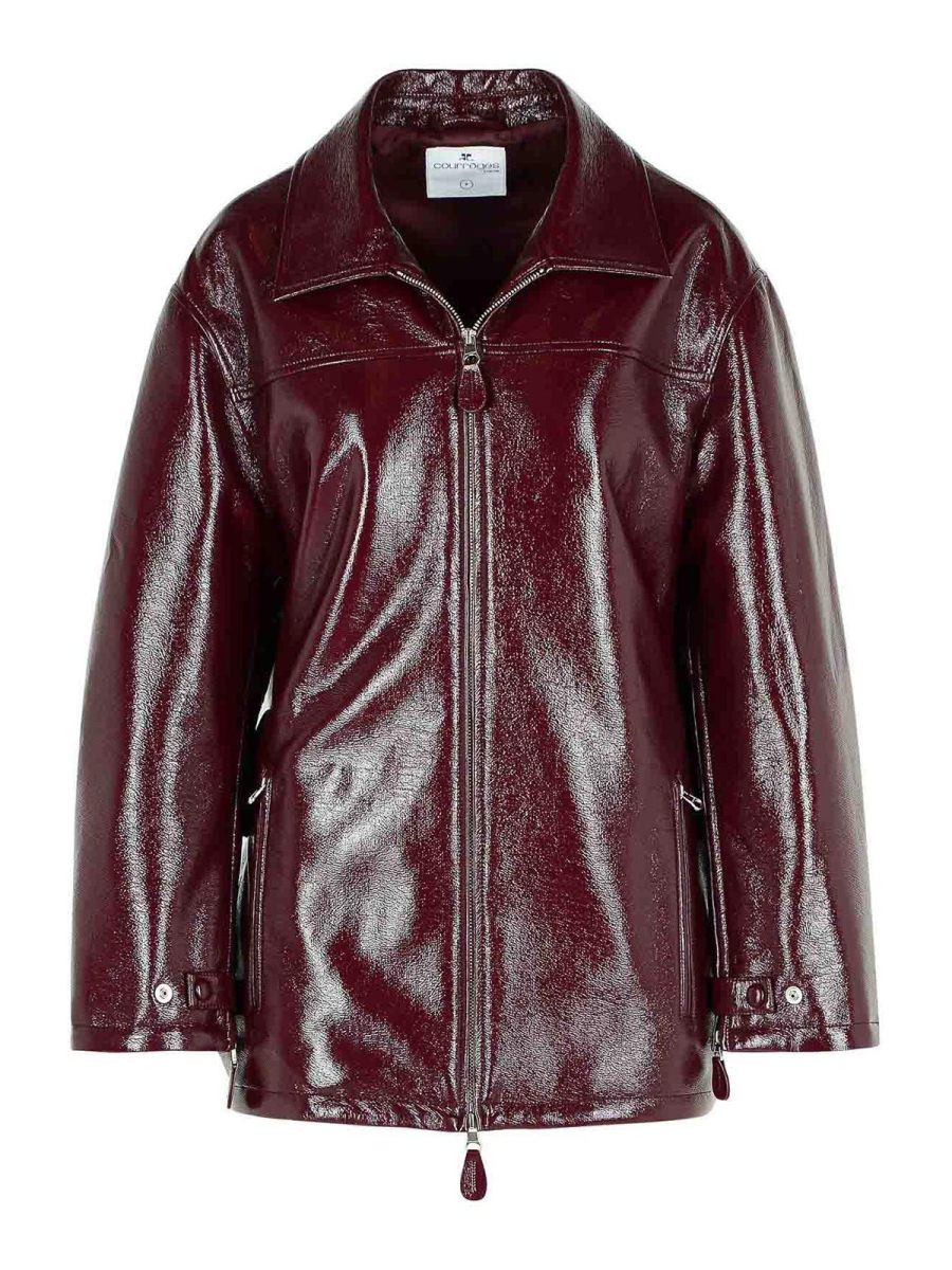 Courreges Blouson En Cuir - Rouge Brun