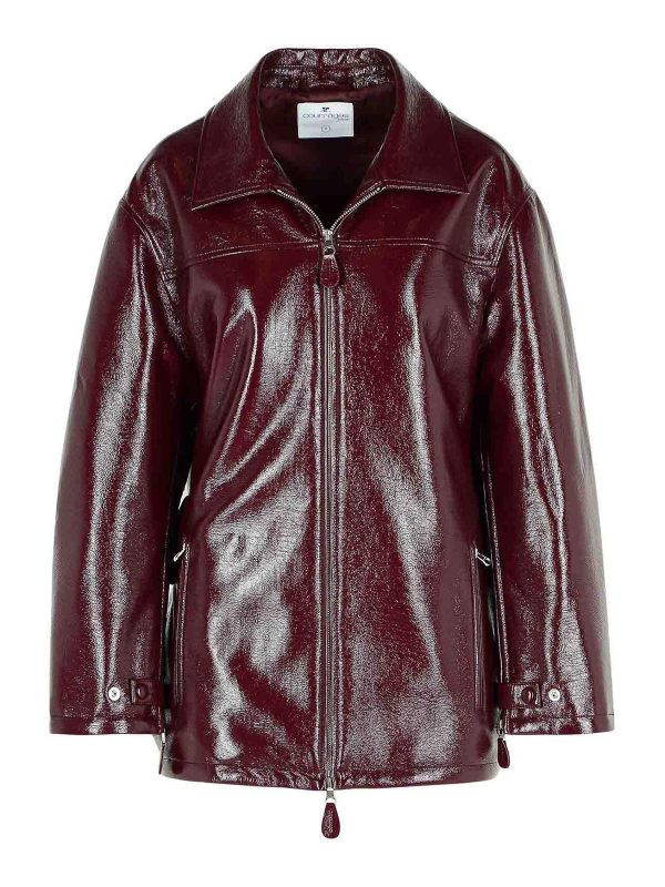Courreges Blouson En Cuir - Rouge Brun