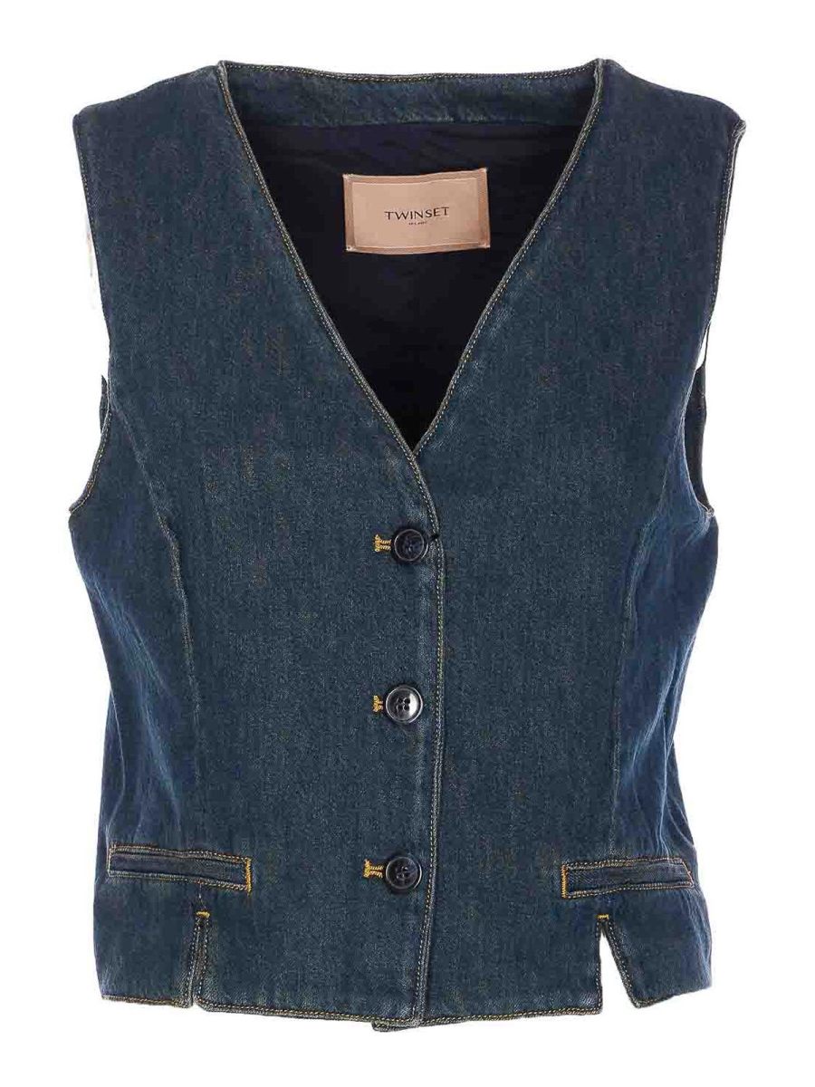 Twinset Veste En Jean - Bleu