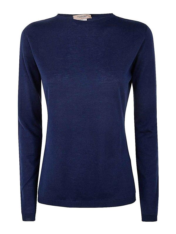 Twinset Pull Col Rond - Bleu