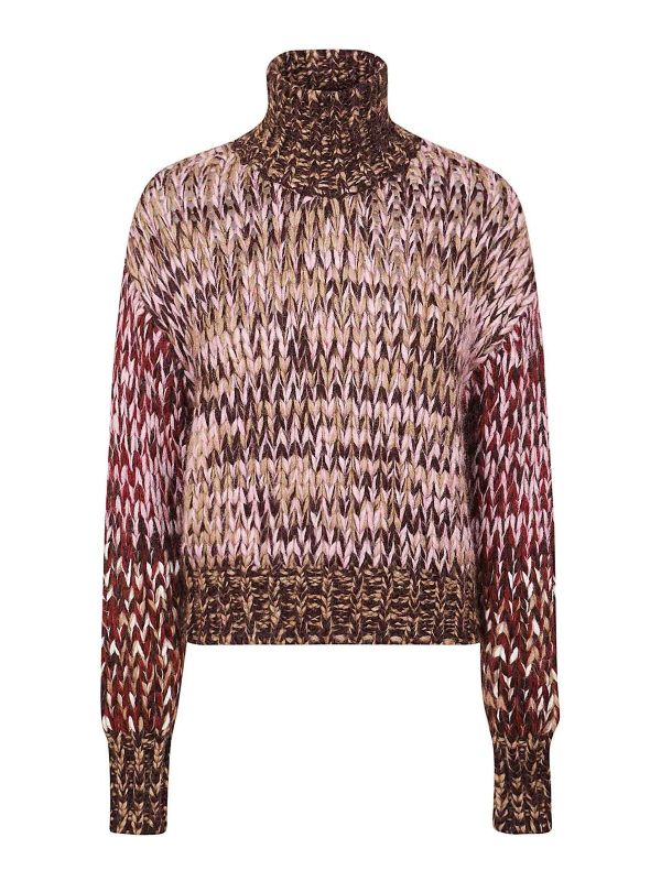 Roberto Collina Pull Col Roulé - Rouge Brun