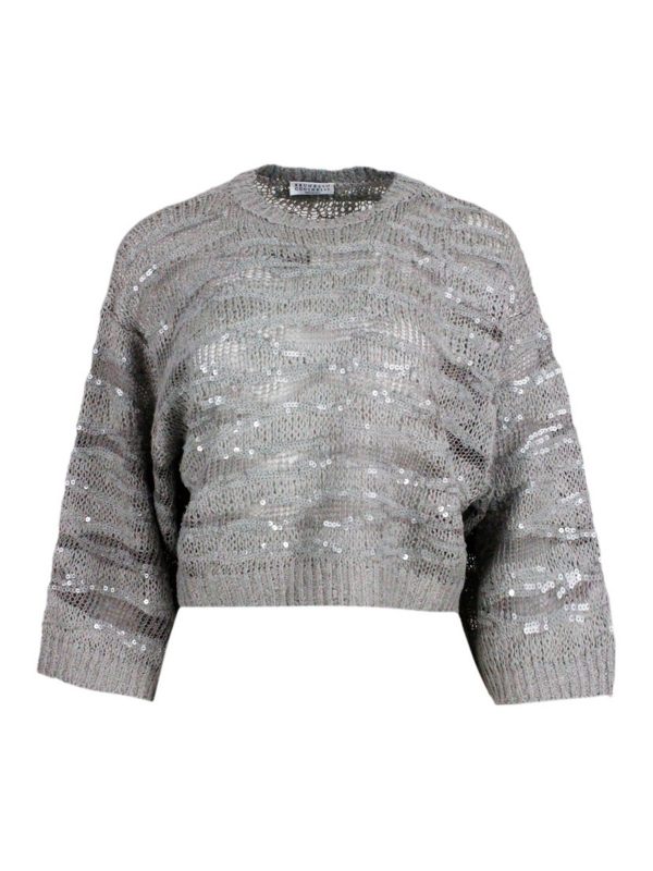 Brunello Cucinelli Pull Col Rond - Gris