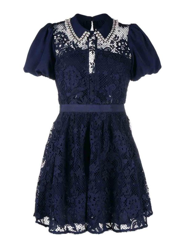 Self Portrait Robe Courte - Bleu
