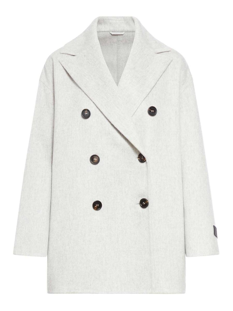 Brunello Cucinelli Manteau Court - Gris Clair