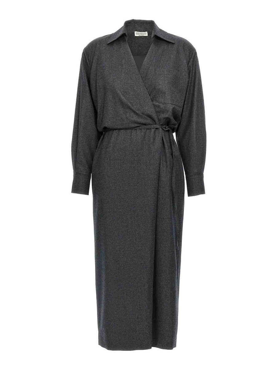 Brunello Cucinelli Robe Au Genou - Gris