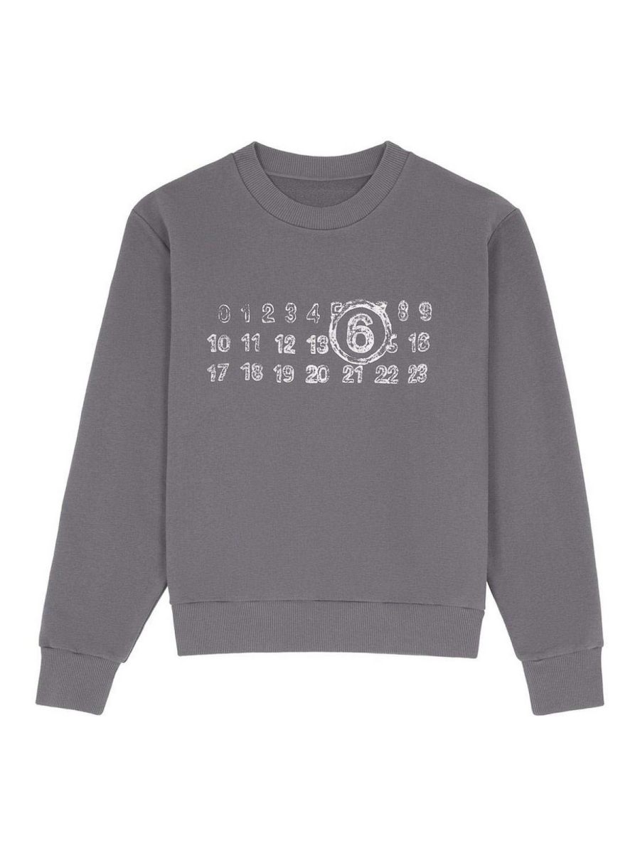MM6 Maison Margiela Pull Col Rond - Gris
