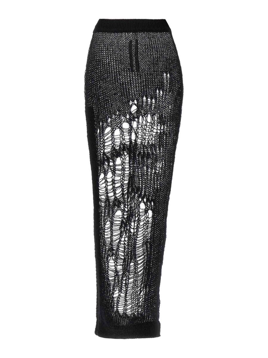 Rick Owens Jupe Midi - Noir