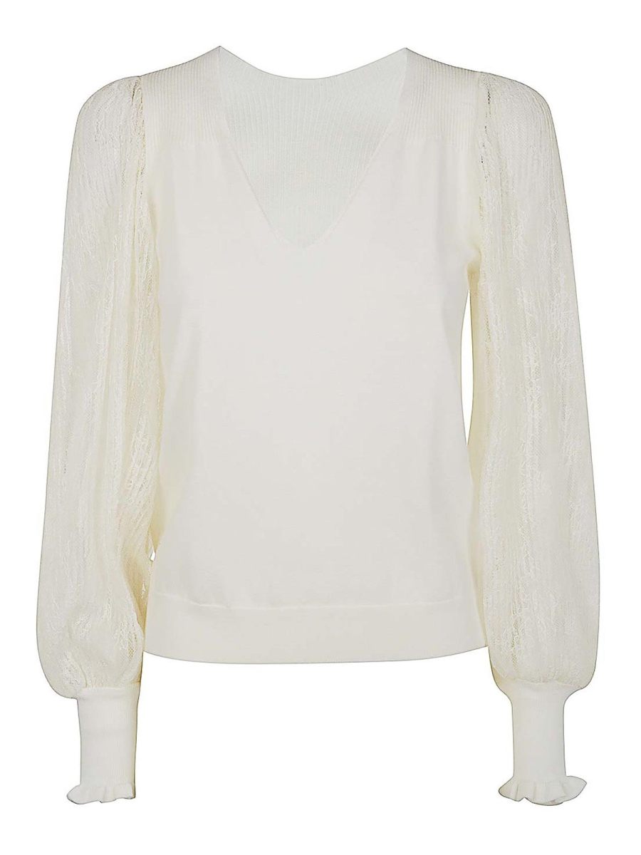 Twinset Pull Col Rond - Blanc