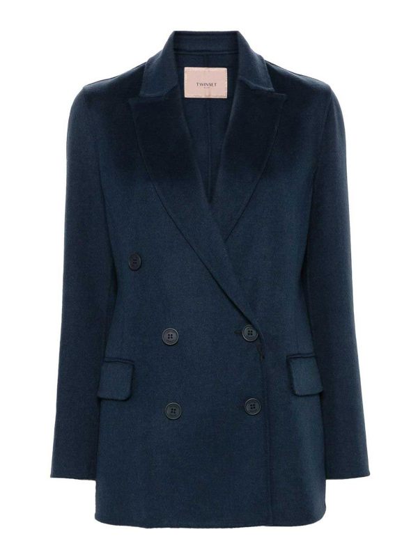 Twinset Manteau Au Genou - Bleu Foncé