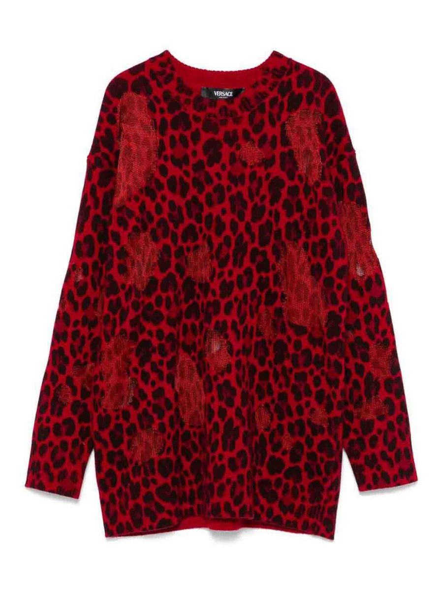 Versace Pull Col Rond - Rouge