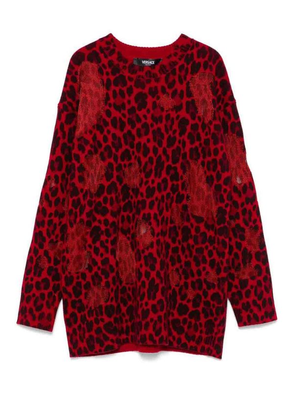 Versace Pull Col Rond - Rouge