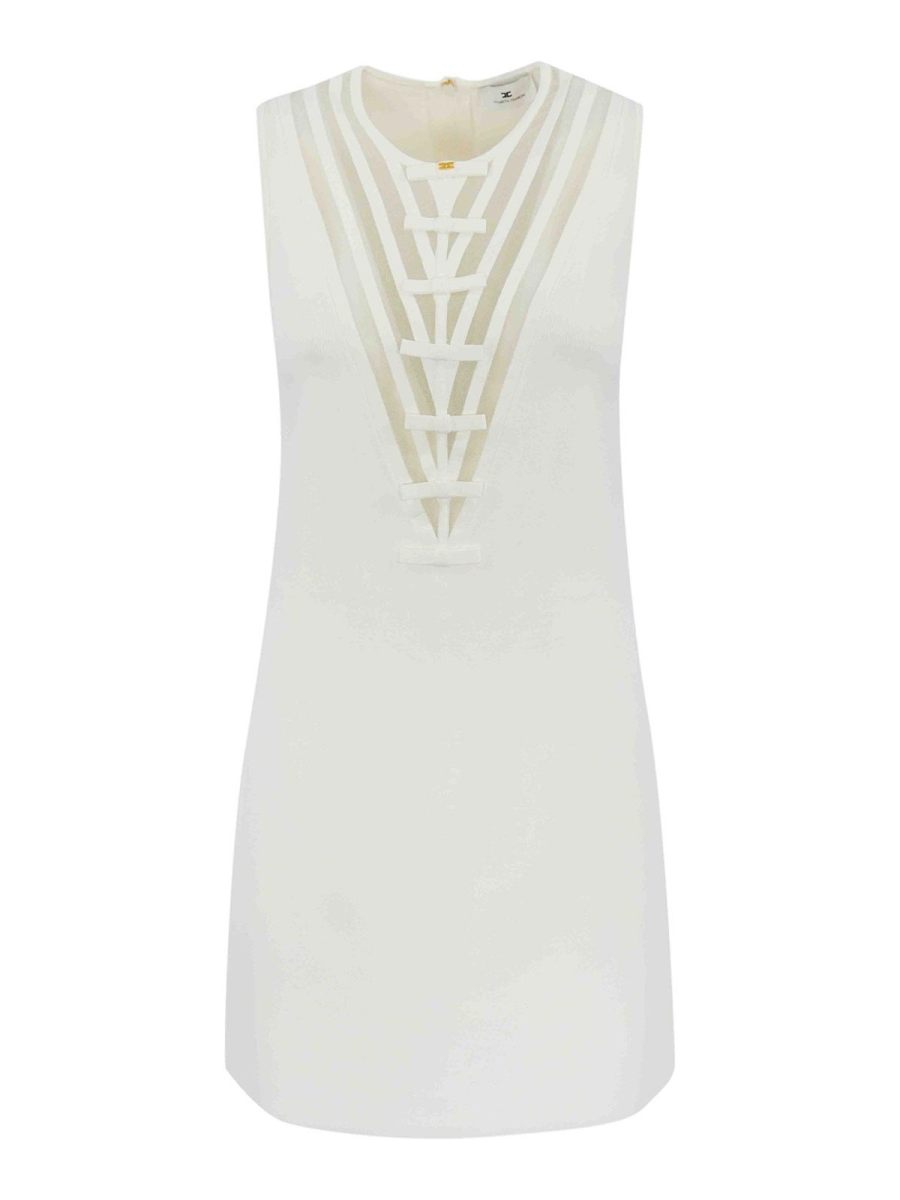Elisabetta Franchi Robe Au Genou - Blanc