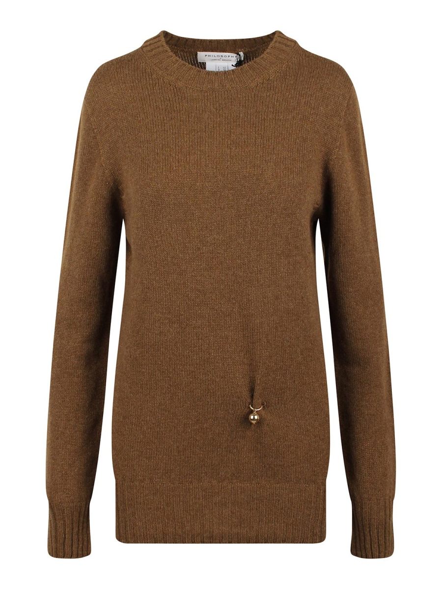 Philosophy di Lorenzo Serafini Pull Col Bateau - Marron