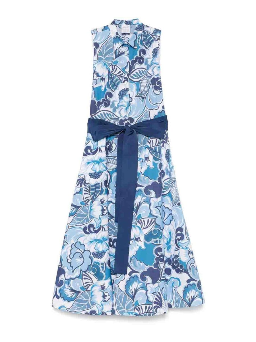 Sara Roka Robe Au Genou - Bleu