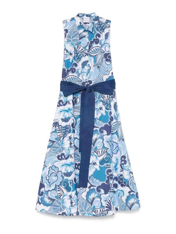 Sara Roka Robe Au Genou - Bleu