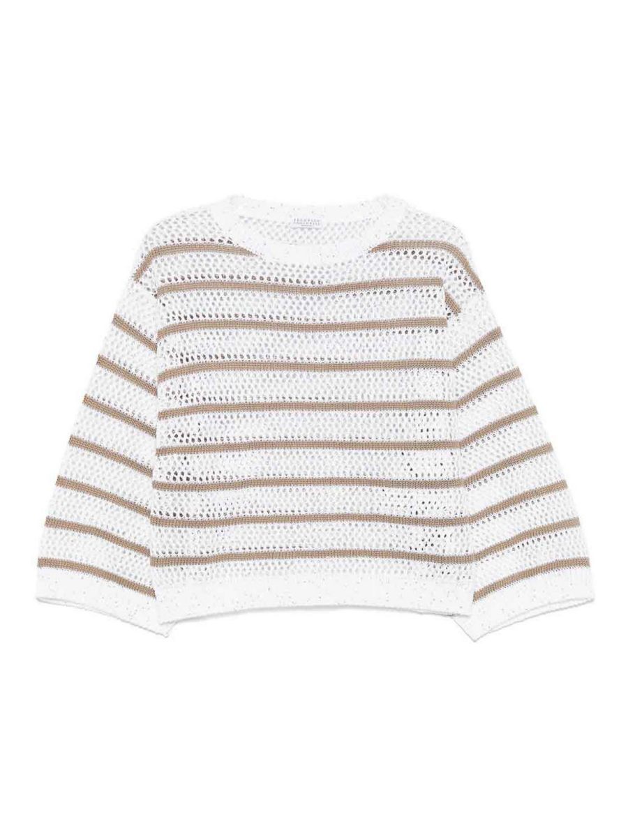 Brunello Cucinelli Pull Col Rond - Blanc