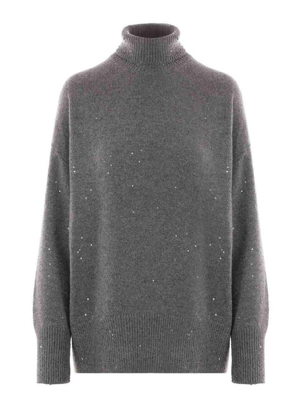 Brunello Cucinelli Pull Col Roulé - Gris