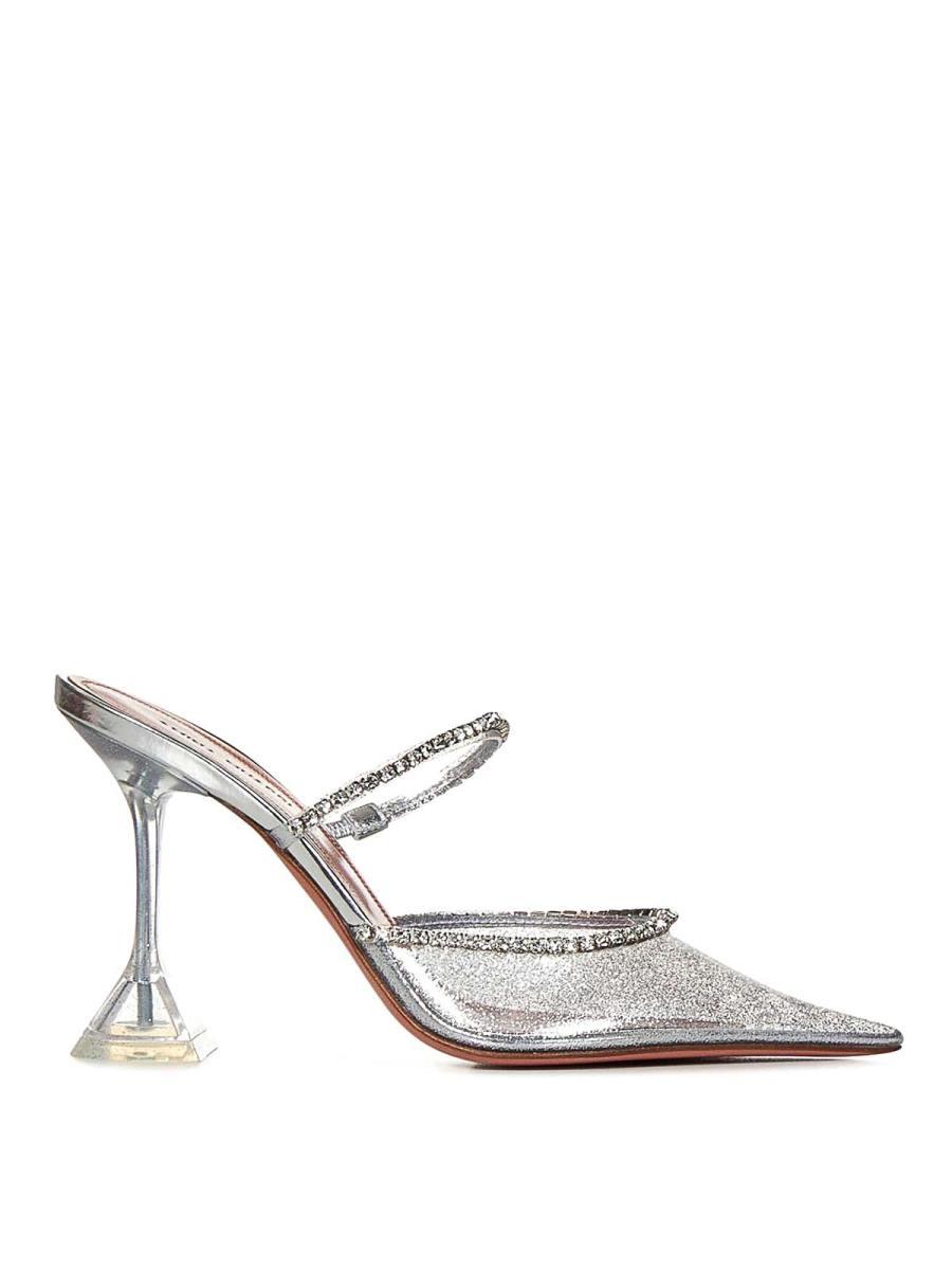 Amina Muaddi Mules - Argent