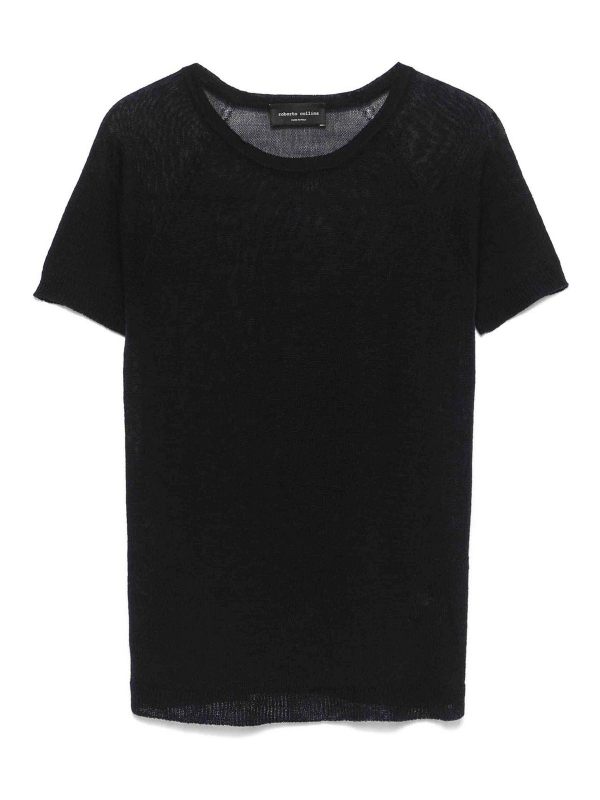Roberto Collina Pull Col Rond - Bleu Foncé