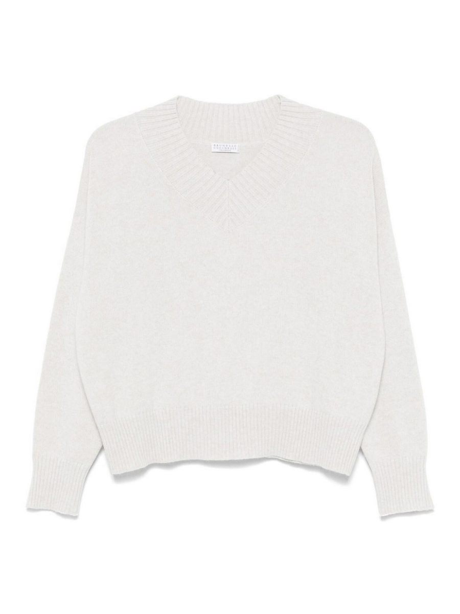 Brunello Cucinelli Pull À Col V - Blanc