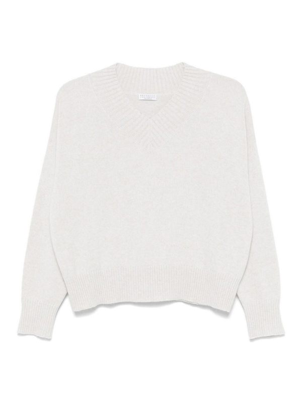 Brunello Cucinelli Pull À Col V - Blanc
