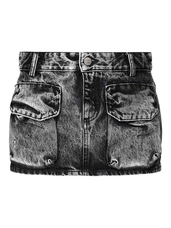 Icon Denim Mini Jupe - Gris