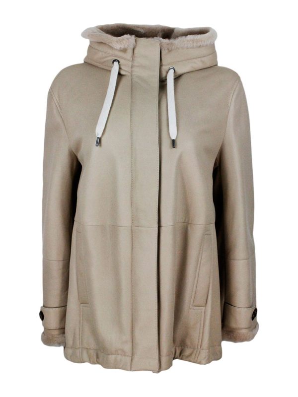 Brunello Cucinelli Manteau En Cuir - Beige