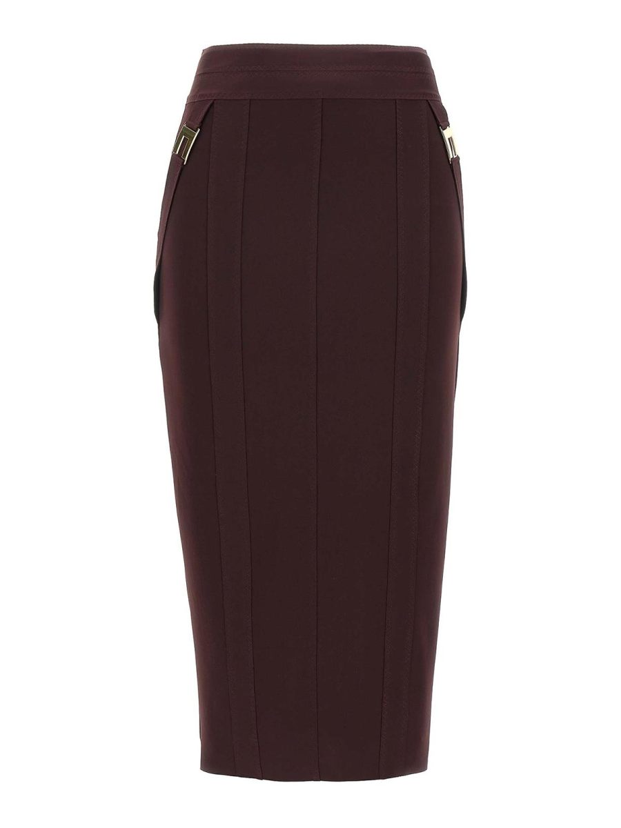 Elisabetta Franchi Jupe Midi - Rouge Brun