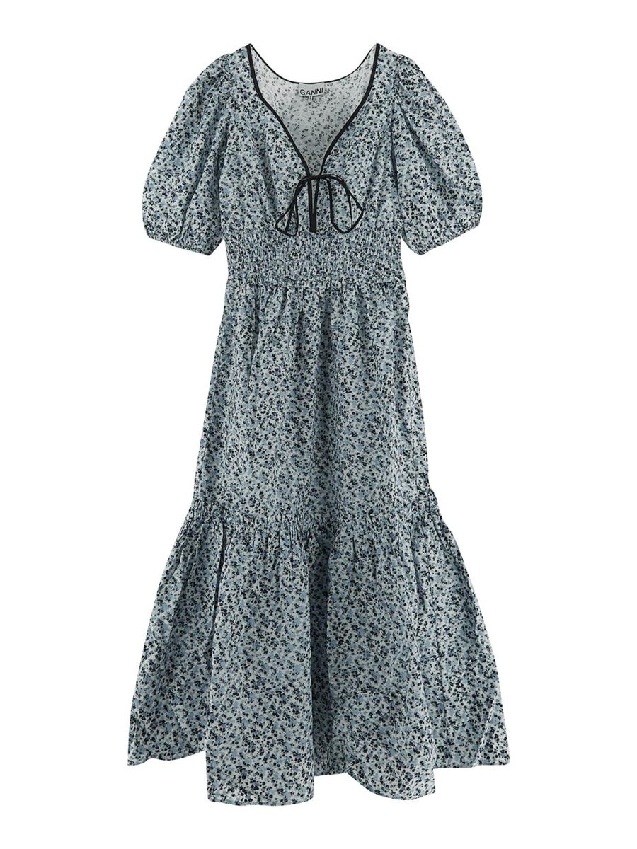 Ganni Robe Au Genou - Blanc