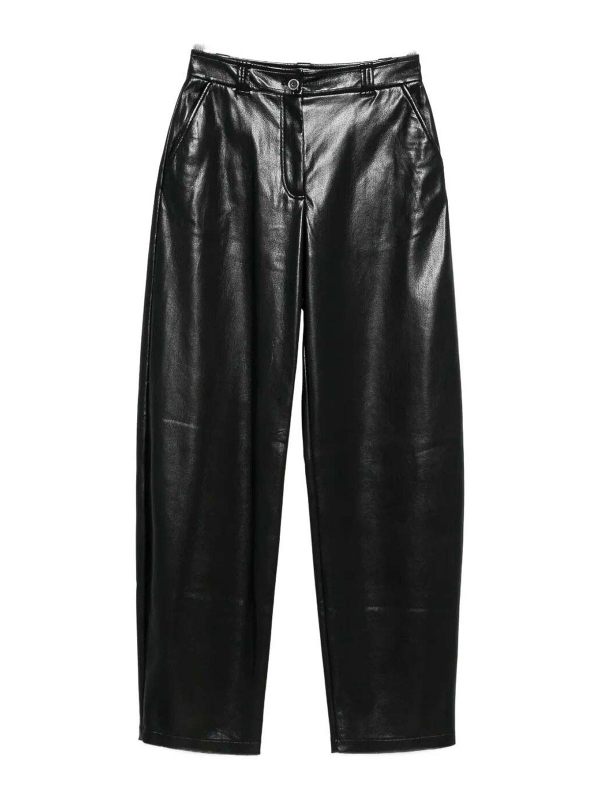 Pinko Pantalons En Cuir - Noir